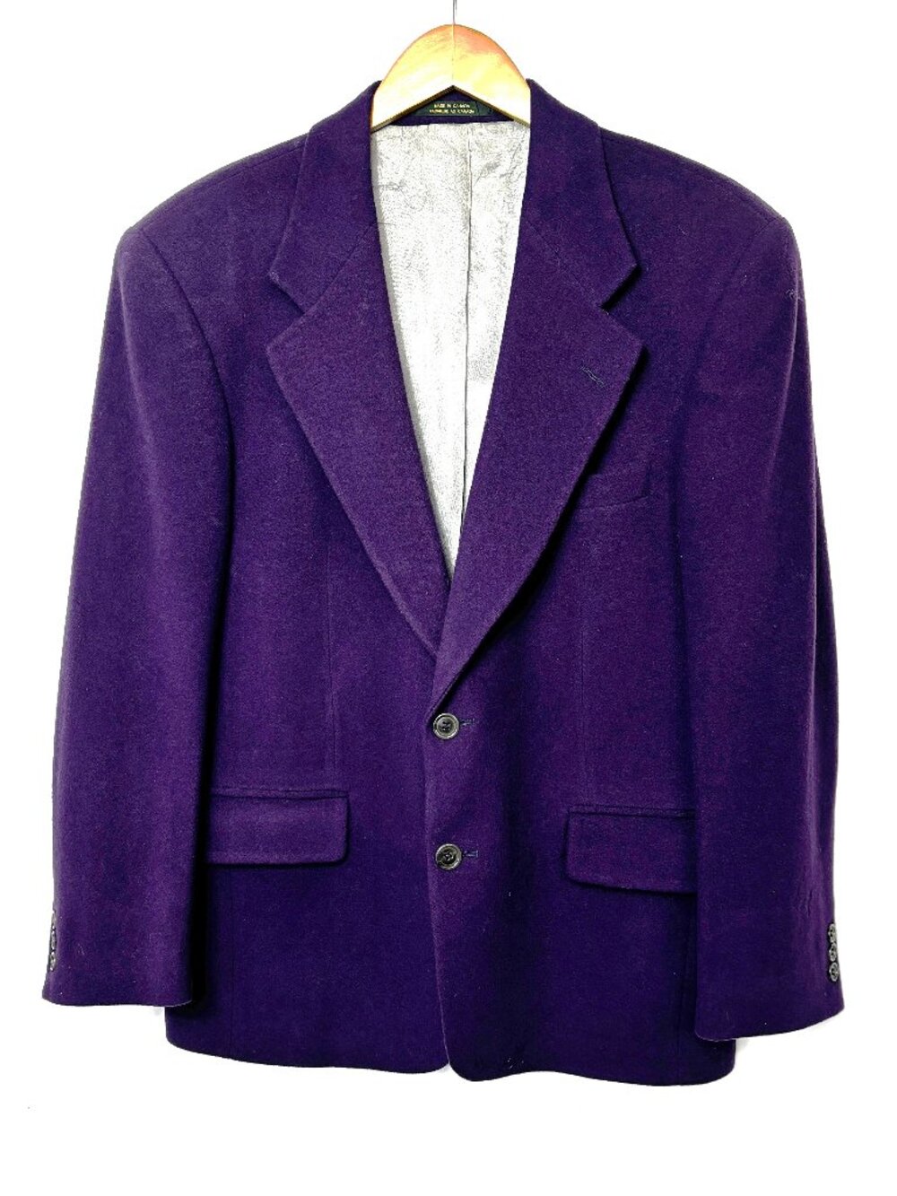Bachrach Purple Wool Cashmere Blend Ventless Single Breast Jacket Blazer Medium